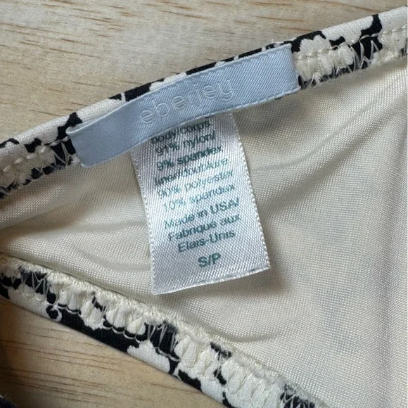 Eberjey Black and White Floral Tie Bikini Set Size Small Cheeky Bottoms - Picture 7 of 7